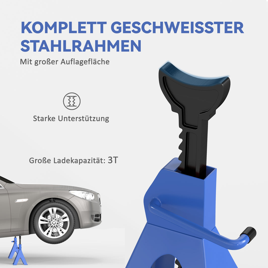 Donkraft 3 tons lasteevne 2 stk. støtteben inklusive sikkerhedsnål 13 niveauer højdejusterbar 385 mm til 600 mm