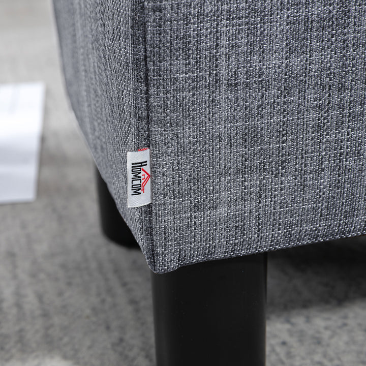 Skammel med betræk i hørlook, op til 110 kg, lysegrå, 40 x 30 x 24 cm