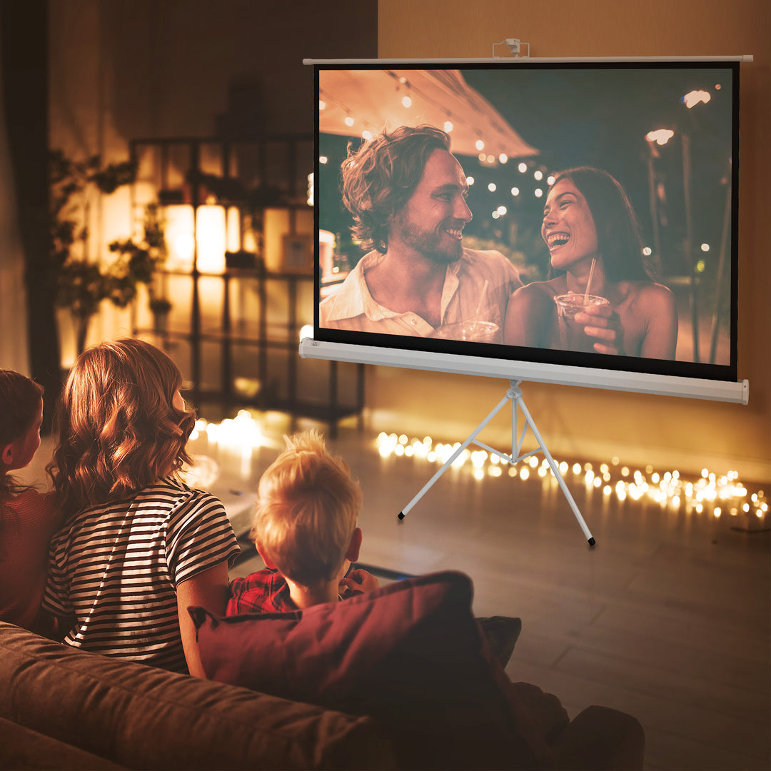 Projektorlærred med stativ 186 x 105 cm 84 tommer 16:9 hd 4k rullelærred