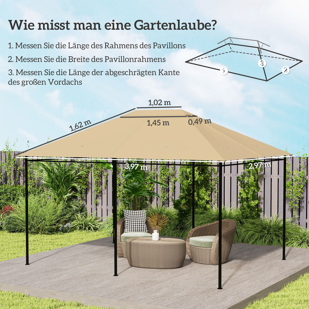 Udskiftningstag til pavillon, vejrbestandigt, 397 x 297 cm, khaki
