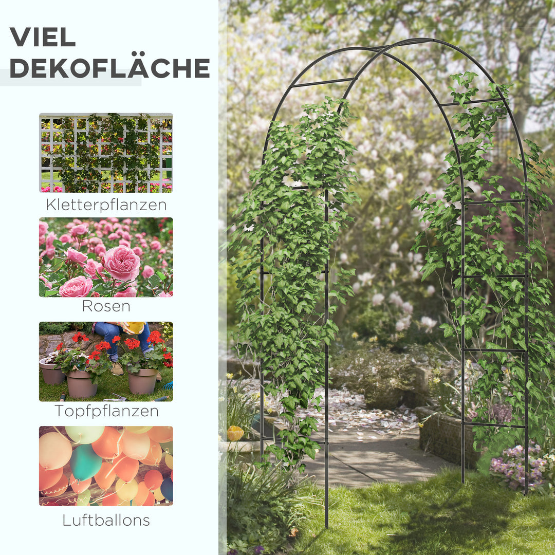 Havebue, rosenbue, espalier, metalrosenbue, sort, 1,40 x 0,40 x 2,40 m