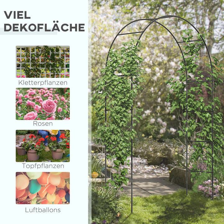 Havebue, rosenbue, espalier, metalrosenbue, sort, 1,40 x 0,40 x 2,40 m