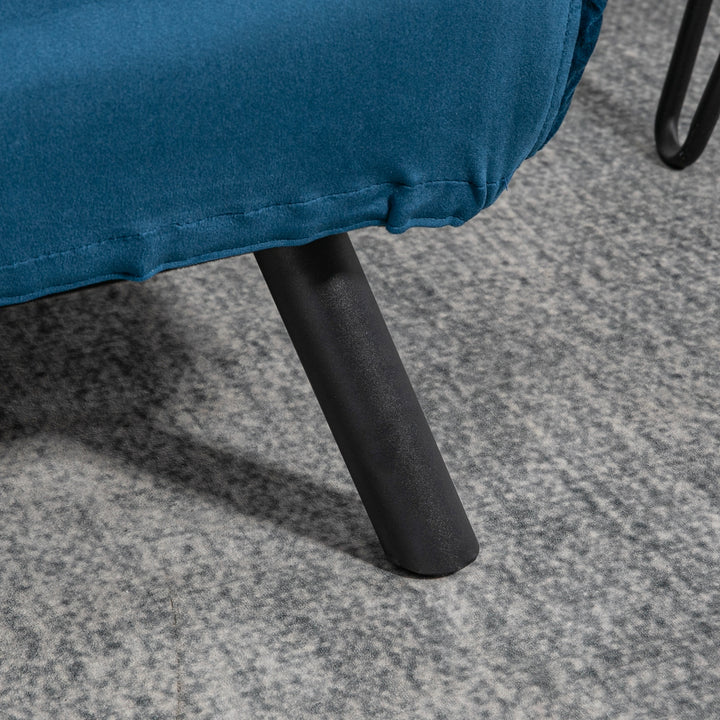 2-Personers sovesofa med fløjlsbetræk, sovefunktion, inklusive 2 puder, fløjlslook, natur + blå