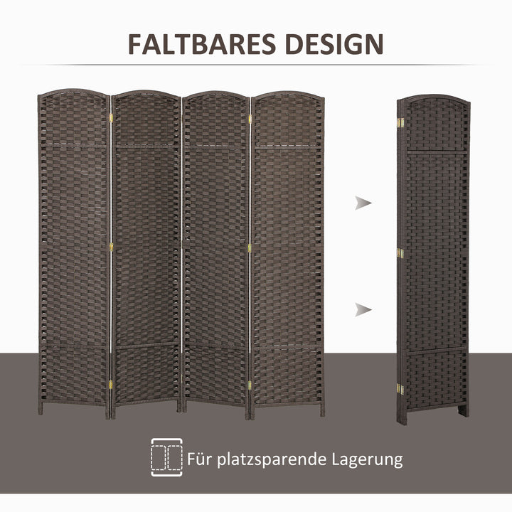 4-Panels rumdeler, foldbar skærm, skærm til stue, soveværelse, hjemmekontor, brun