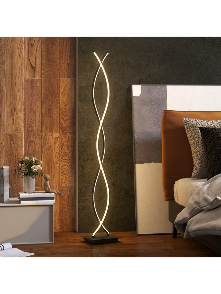 LED-gulvlampe dæmpbar 144 cm gulvlampe med fodkontakt sort