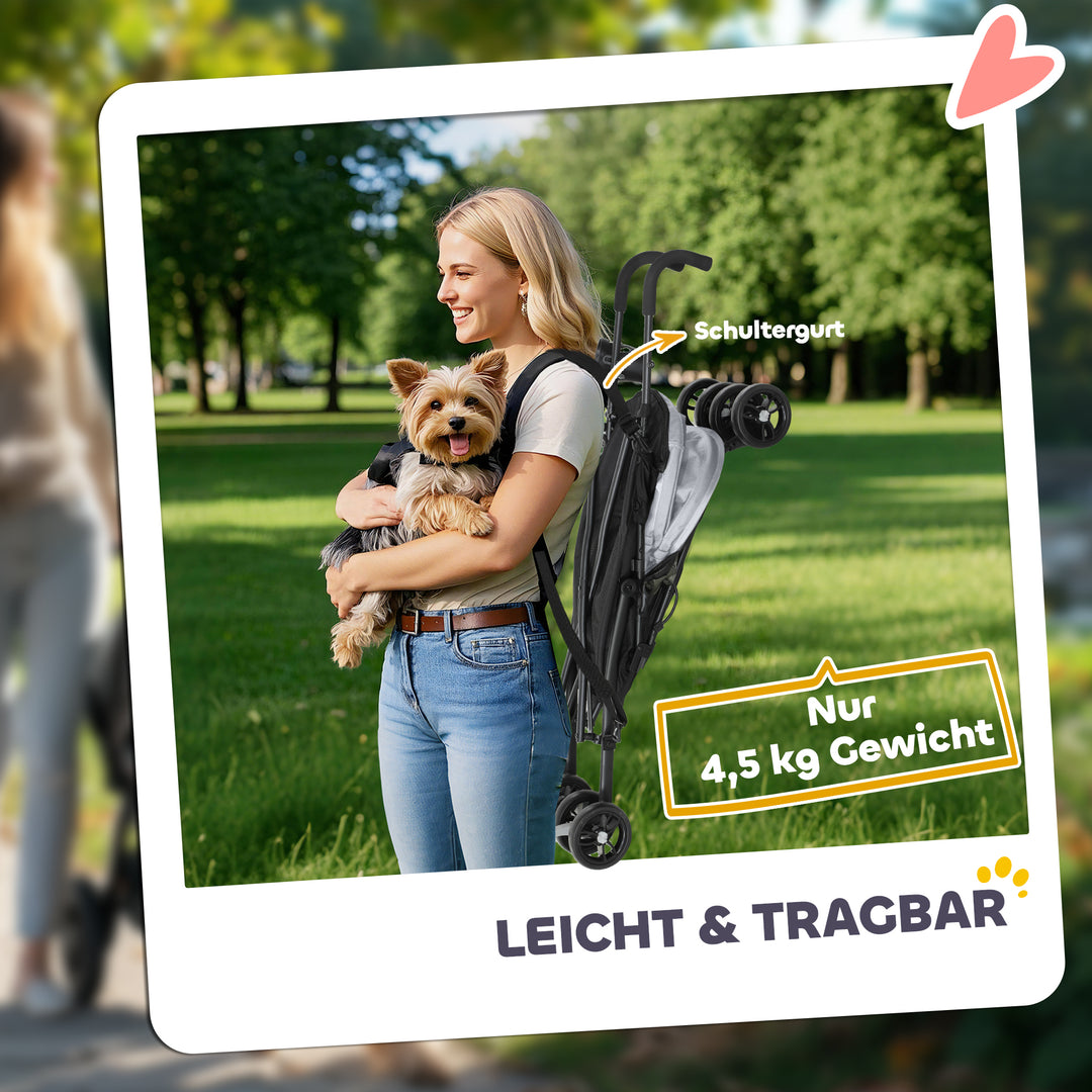 Kæledyrsvogn, sikkerhedsline, netvindue, 76l x 44b x 103h cm, lysegrå