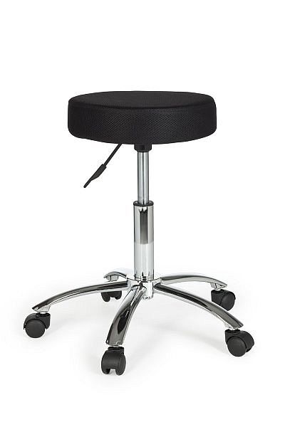 Skammel med stofbetræk og hjul, sort