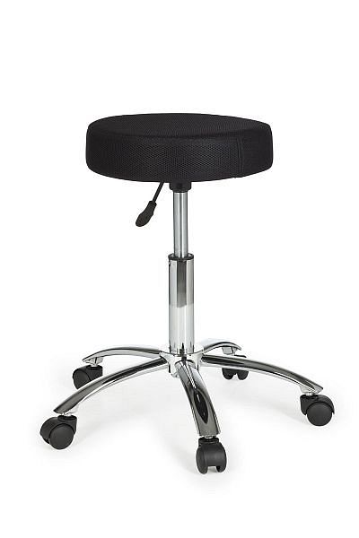 Skammel med stofbetræk og hjul, sort