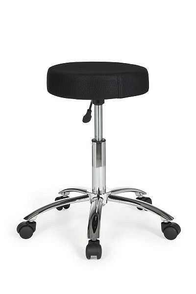 Skammel med stofbetræk og hjul, sort