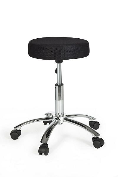 Skammel med stofbetræk og hjul, sort