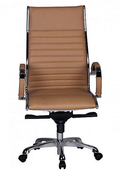 Designer kontorstol i ægte læder, karamelfarvet