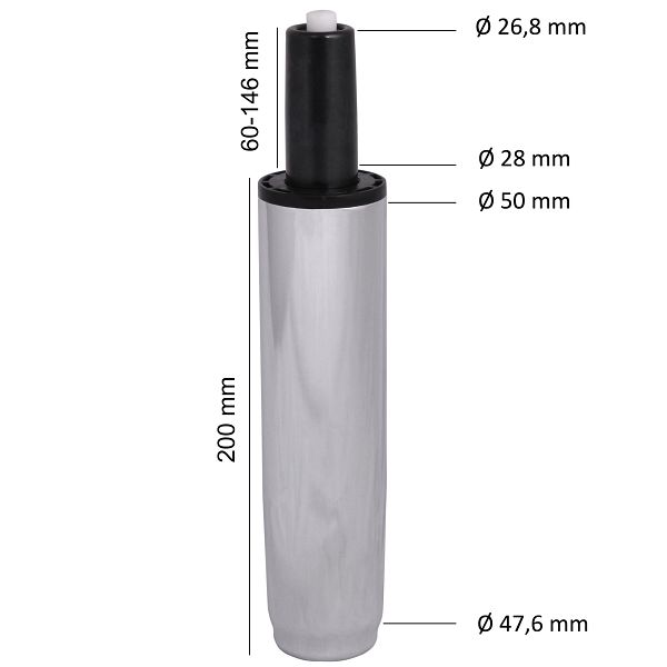 Gasfjeder kontorstol 195mm / 50mm krom