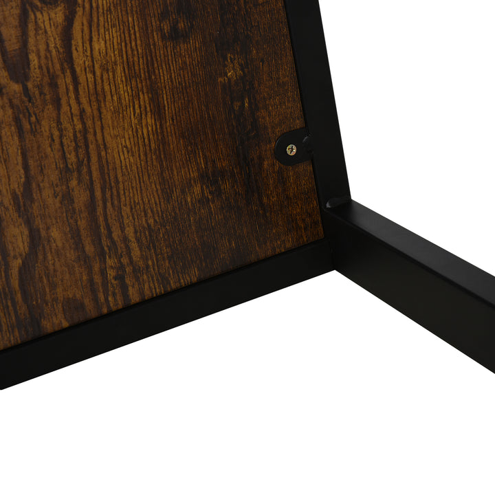 C-formet sidebord, sofabord, laptopbord til soveværelse og stue, lille område med metalramme, industriel stil, metal, mdf, rustik brun, 40,6 x 50,8 x 64,2 cm