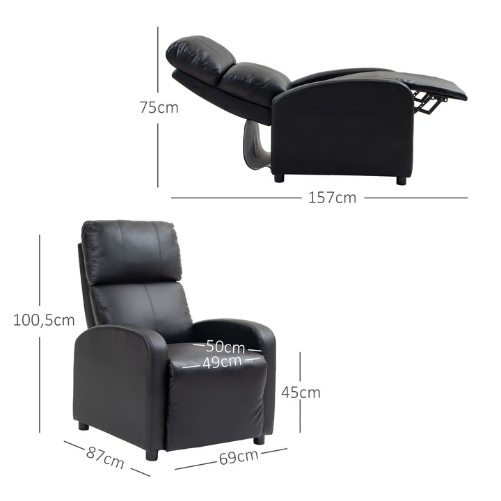 Lænestol tv-stol lænestol med lænefunktion kunstlæder (sort)
