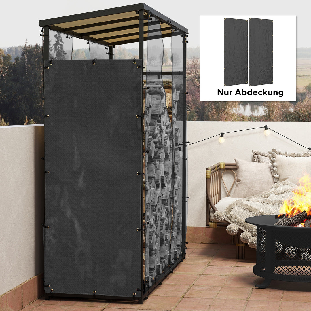 Brændehyldebetræk, sæt med 2, vejr- og støvtæt, 148 x 62 cm, sort