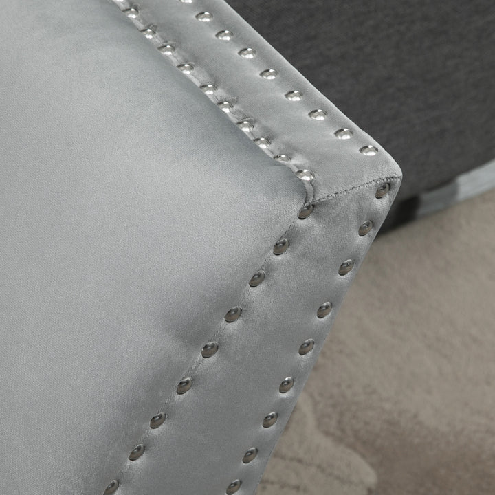 Polstret bænk klaverbænk med fløjlslook sengebænk til soveværelse, stue, entré, gummitræ lysegrå 114 x 46 x 56 cm