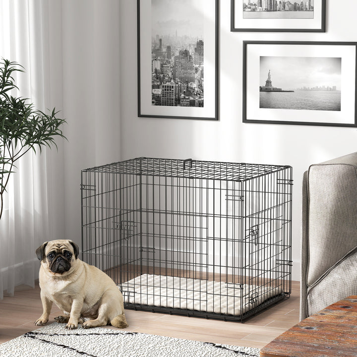 Sammenklappelig hundebur til små hunde, 75 x 48,5 x 53 cm, sort