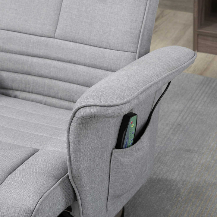 Massagestol med skammel, lænestol, 78 x 95 x 88 cm, lysegrå