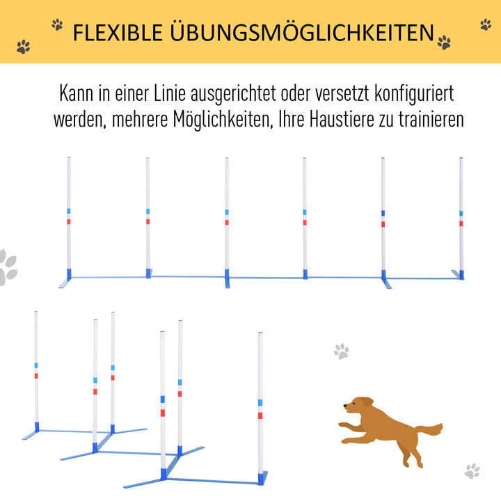 Agility set hunde 6-delt agilityudstyr til hundetræning foldbart forhindringssæt med 6 slalomstave bæretaske træningstilbehør koordinationstræning agilitysæt til spiltræning