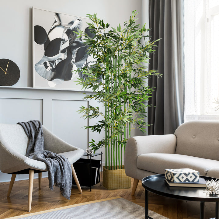 Kunstig bambusplante, kunstig plante, dekorativ plante, realistisk udseende, nem pleje, til hjemmebrug, 180 cm høj, grøn