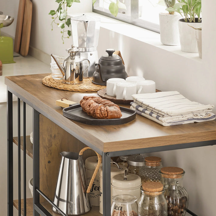 Køkkenvogn i industrielt look, B110 x D45 x H92 cm, brun