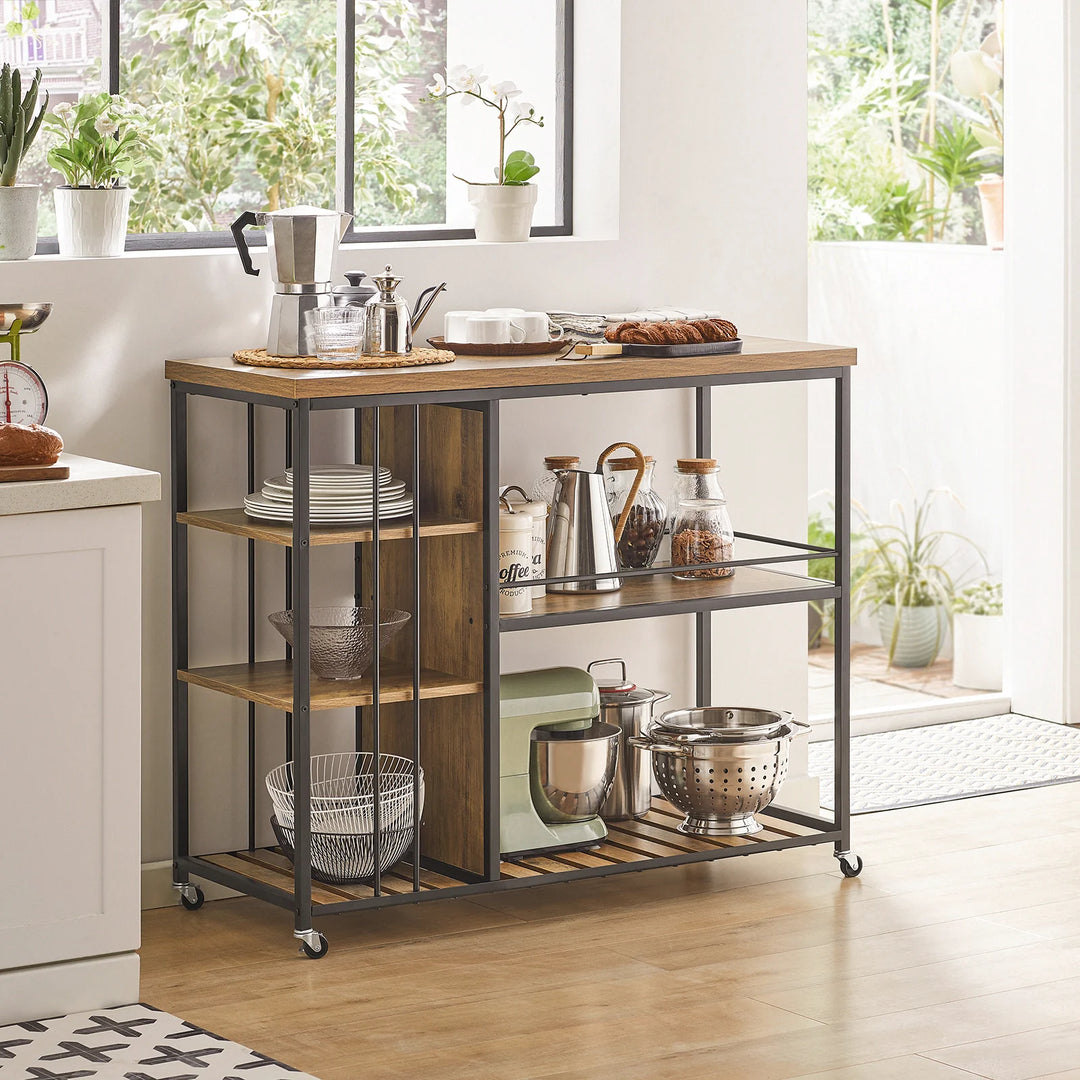 Køkkenvogn i industrielt look, B110 x D45 x H92 cm, brun