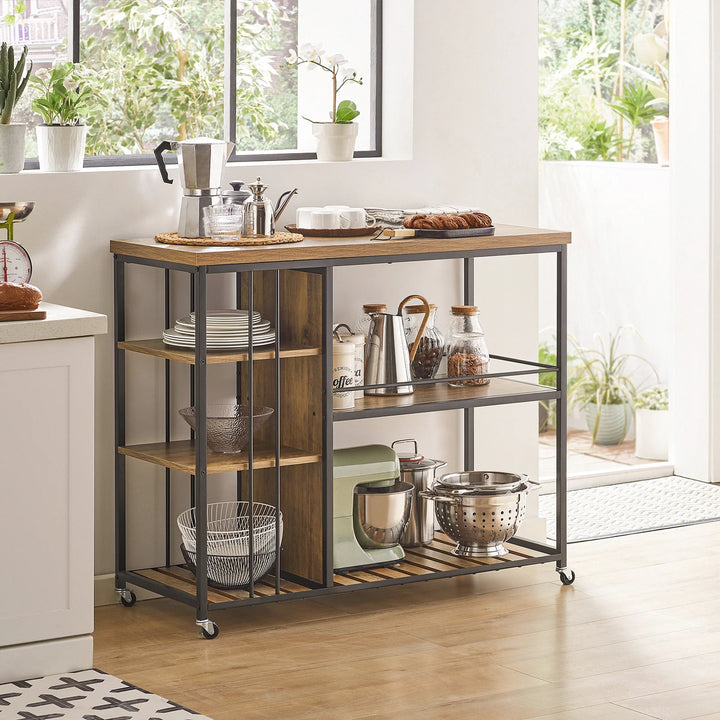 Køkkenvogn i industrielt look, B110 x D45 x H92 cm, brun