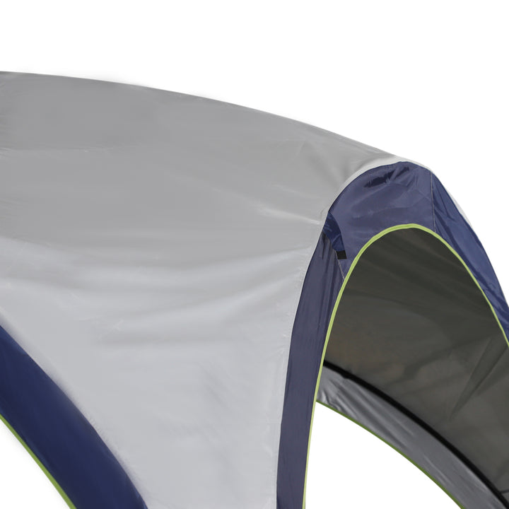 Garden pavilion havetelt marquee partytelt solbeskyttelse vejrbestandig metalstang + polyester cremehvid + blå 4 x 4 x 2,5 m