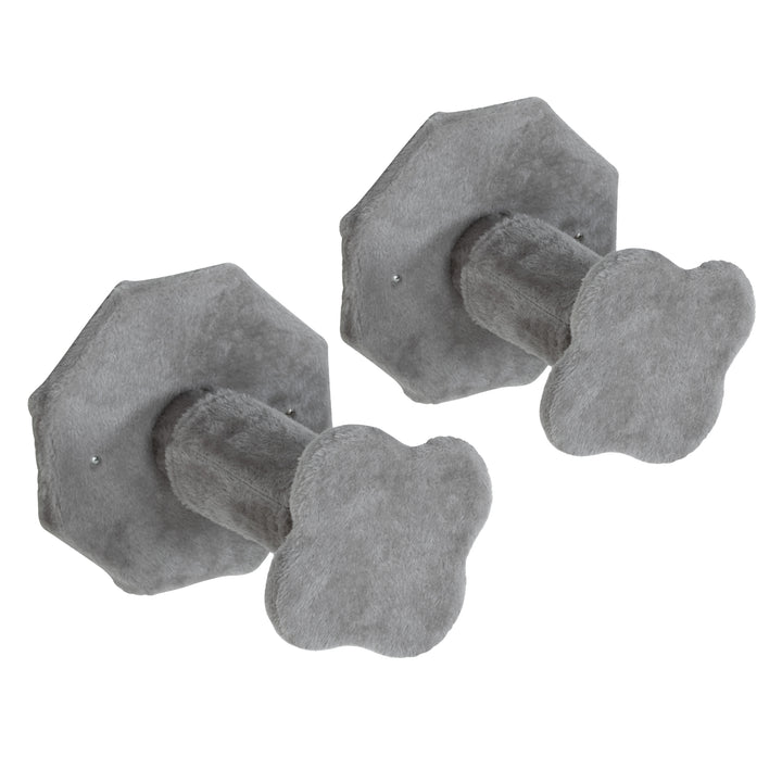 Klatrevæg til katte, inklusive kattehus, stiger, legebold, pladsbesparende, lysegrå