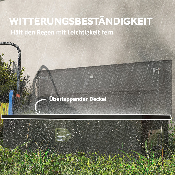 Robust opbevaringskasse i aluminium med sidehåndtag, lås og nøgler, værktøjskasse, 99 x 33 x 25,4 cm