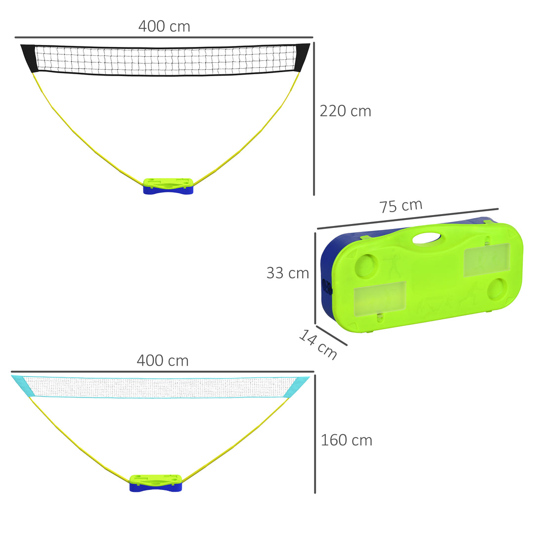 2 i 1 badmintonnet 4m med stativ, justerbart volleyballnet