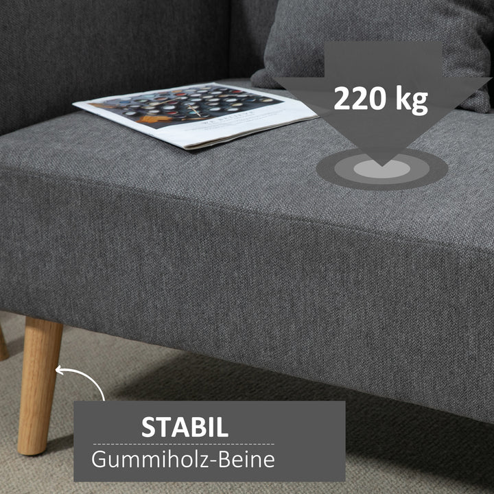 2-personers sofa med 2 puder, lille loveseat med fløjlstop, moderne polstret sofa til stue, soveværelse, lille værelse, grå 130 x 70 x 80 cm
