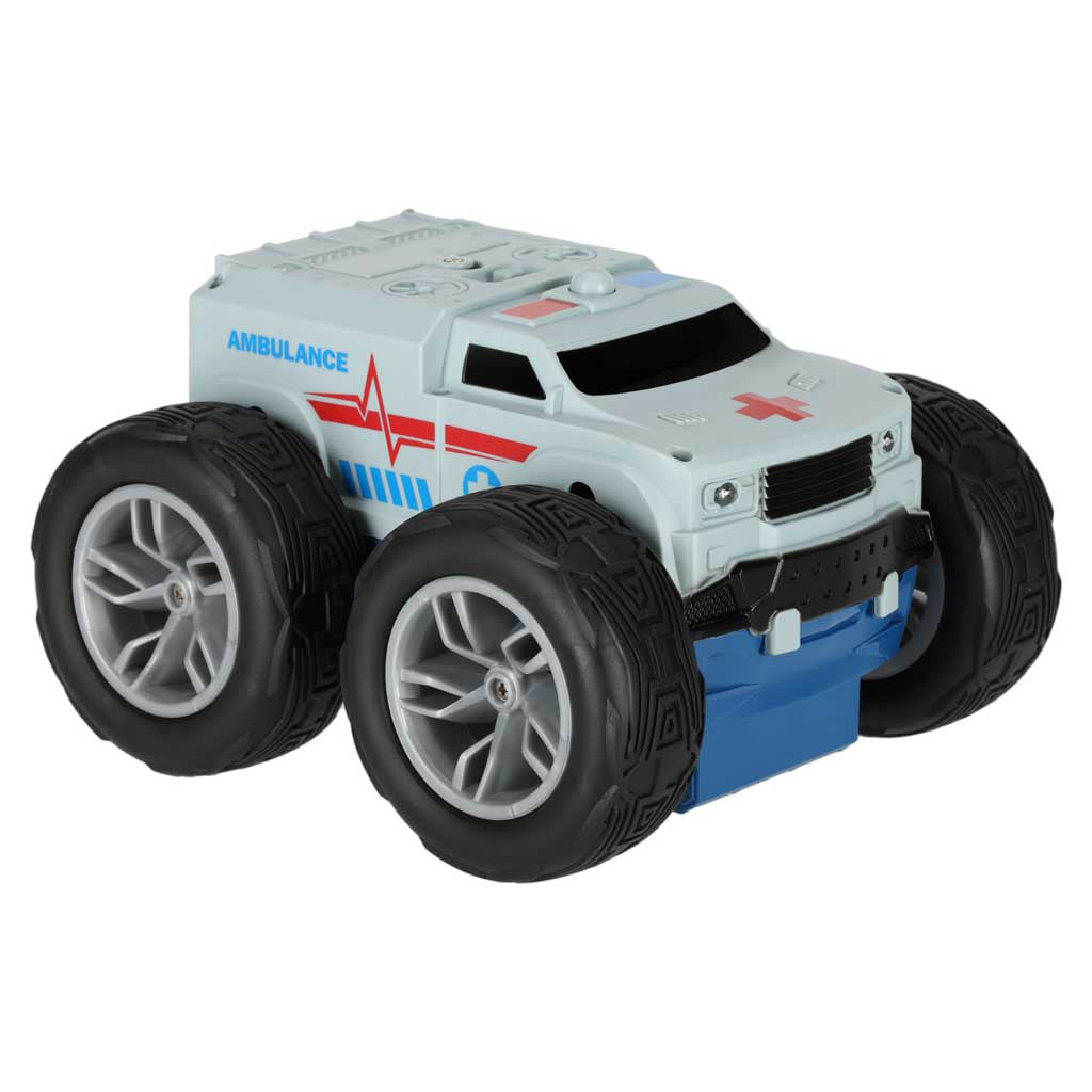 RC Revolt 2 Sided Rescue Racer fjernbetjent bil blå
