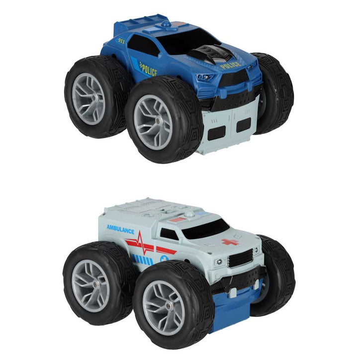 RC Revolt 2 Sided Rescue Racer fjernbetjent bil blå