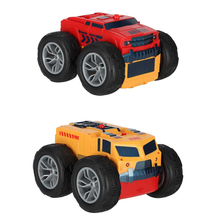 RC Revolt 2 Sided Rescue Racer fjernbetjent bil blå