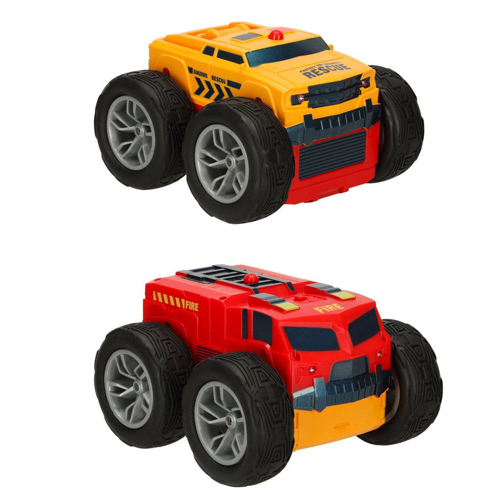 RC Revolt 2 Sided Rescue Racer fjernbetjent bil blå