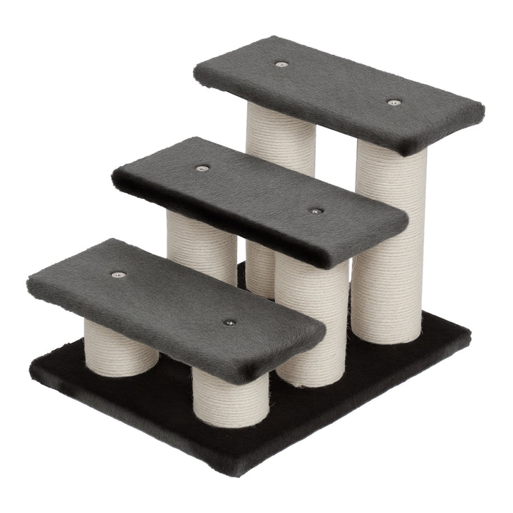 Hundetrappe 3 trin 34 cm høje kæledyrstrapper til hunde katte kattetrappe hunderampe indstigningshjælp til seng, sofa, legeplads mørkegrå