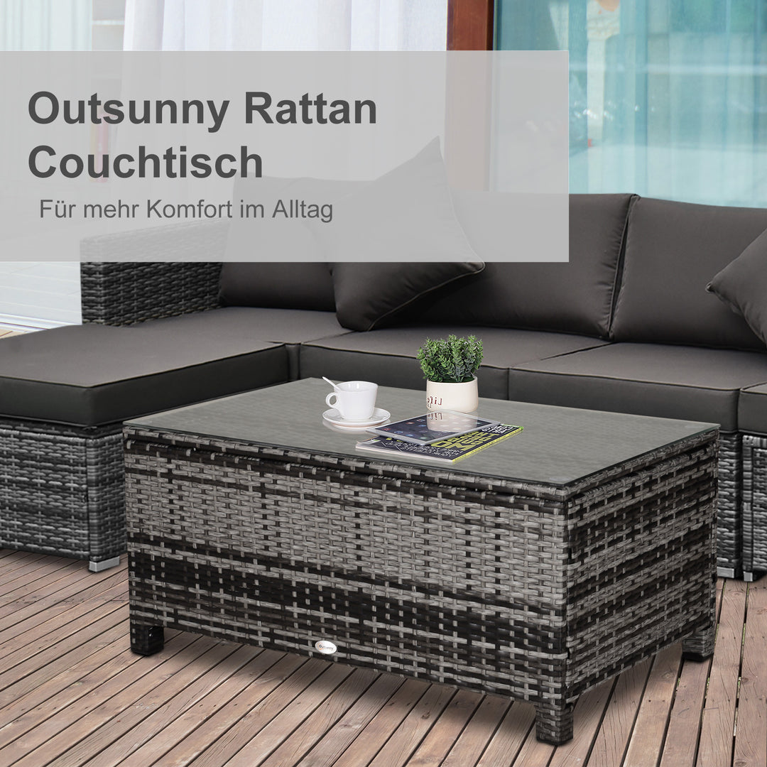 Havesidebord, sofabord, havebord, balkonbord, polyrattan, grå, 85 x 50 x 39 cm