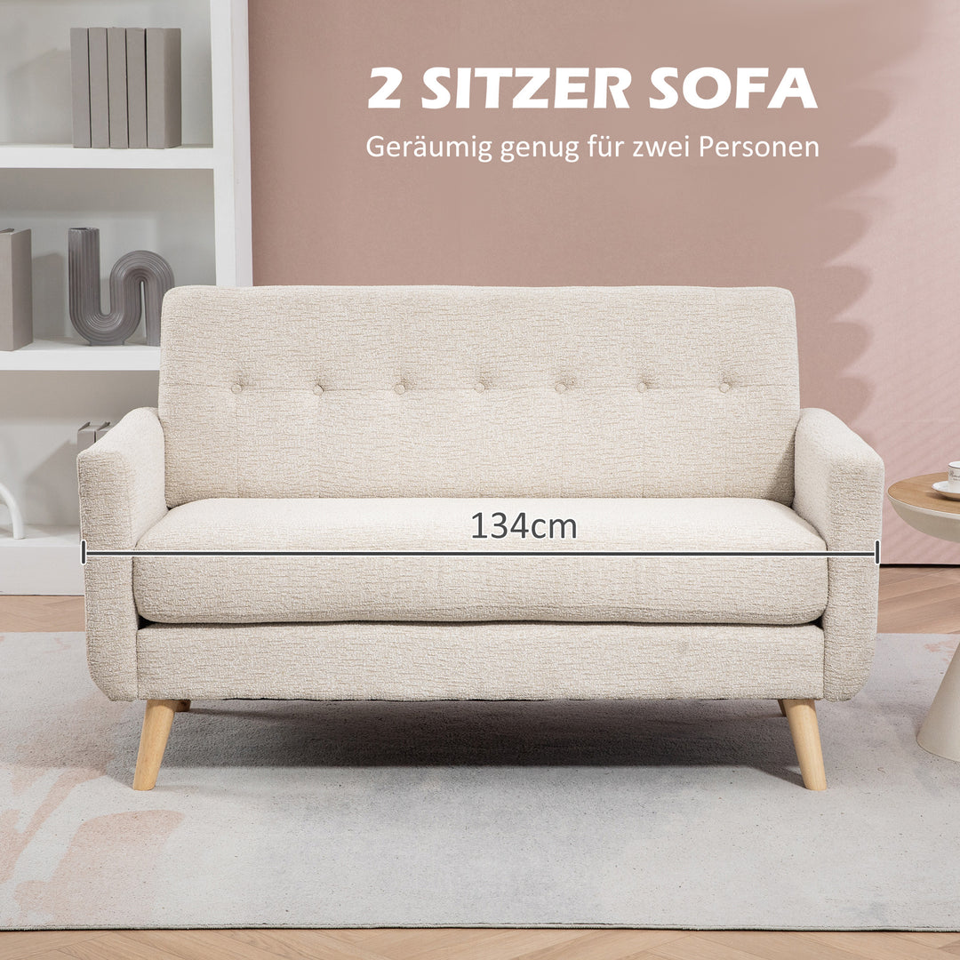 To-personers sofa, komfortabel, 134 x 71 x 82 cm, beige