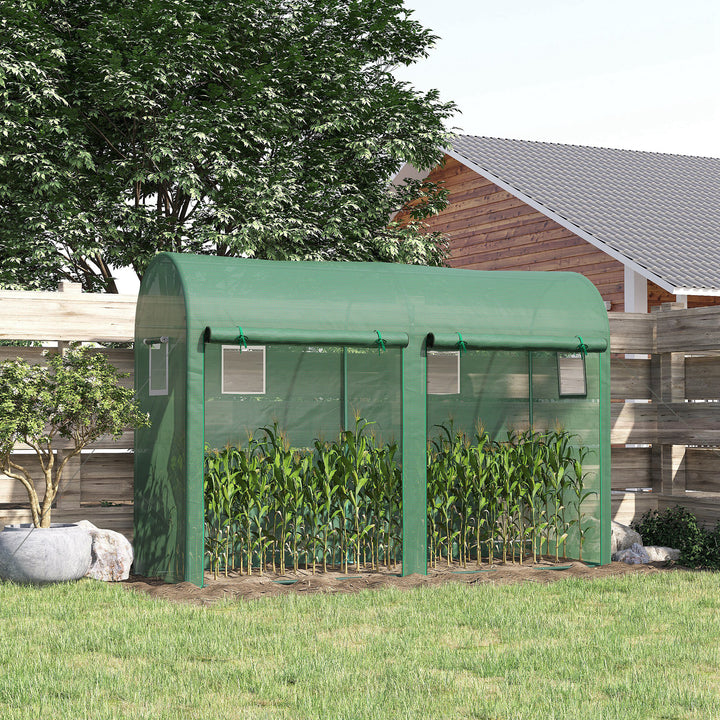 Drivhus med vindue, dør, stålfoliedrivhus, drivhus med PE-netfilm til altan, have, tomathus 300x100x200cm, tomatdrivhus til grøntsager, blomster, planter, grønt