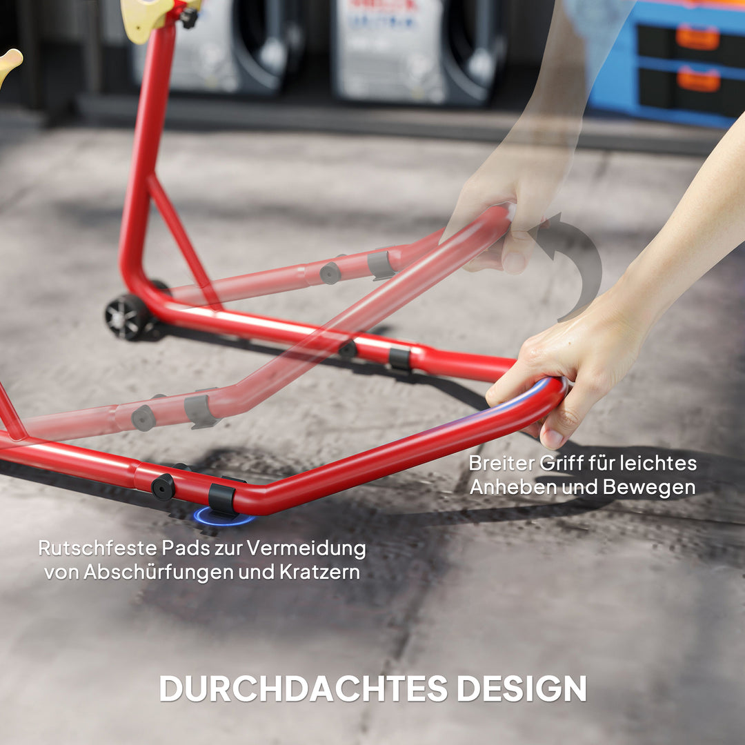 Motorcykelstativ foran/bagmonteringsstativ motorcykeldonkraft op til 544 kg stål rød