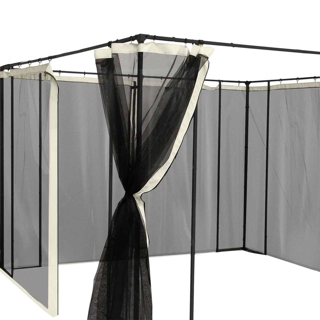 Reservenetgardin til 3 x 4 m havepavilloner, insektnet, med lynlåse, polyester, sort