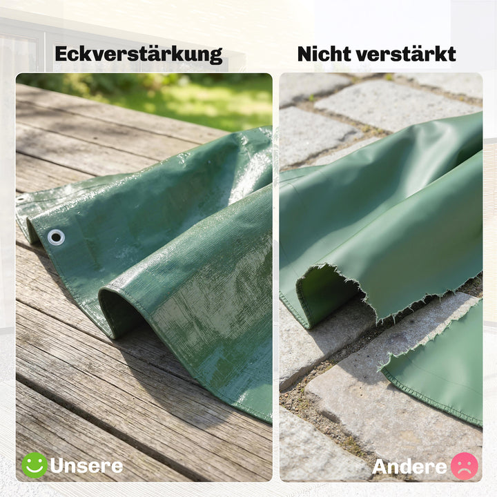 Vandtæt presenning 4 x 6 m 90g/m² vævet presenning Rivefast UV-stabiliseret med forstærkede øjer UV-stabiliseret Grøn