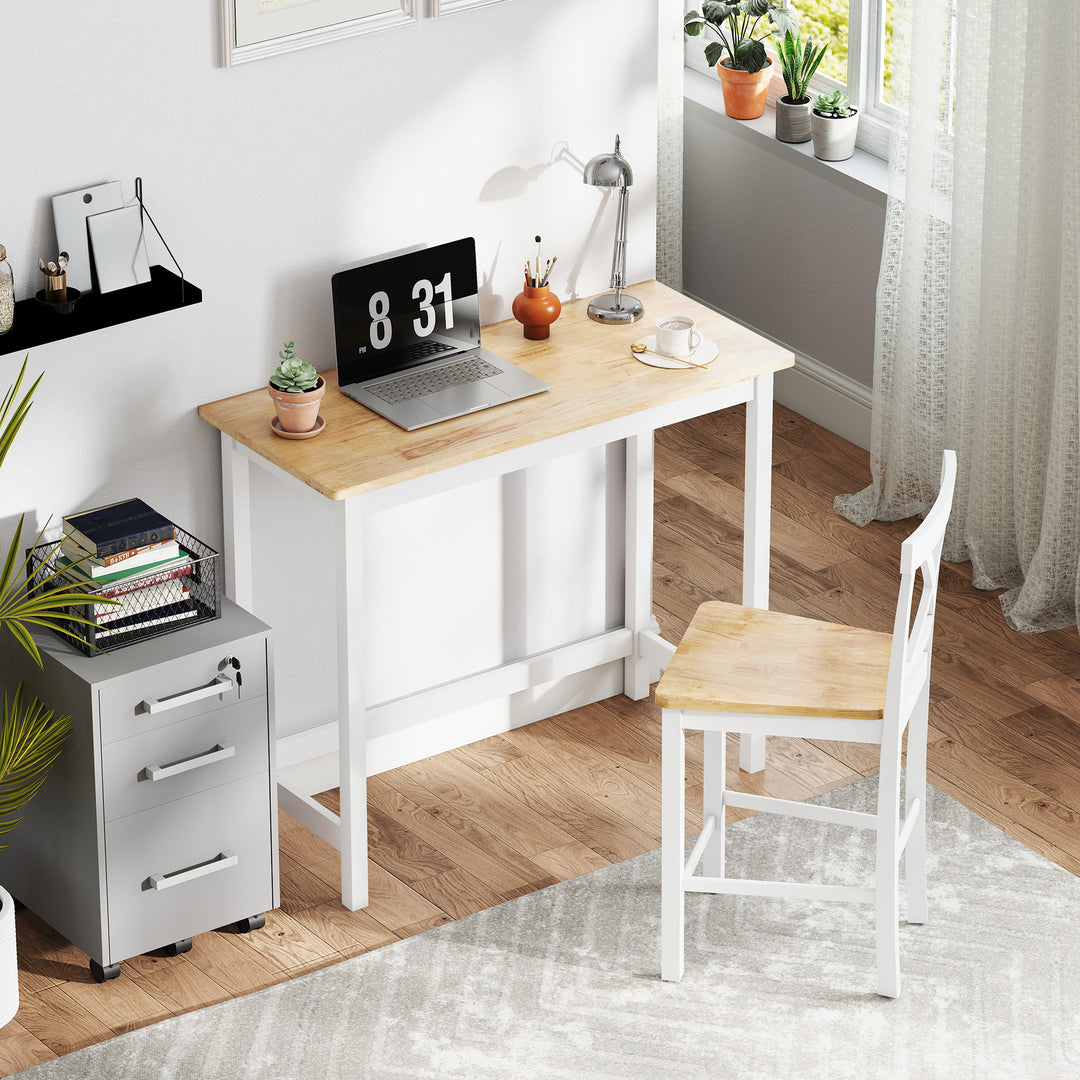 Barbord, egetræslook, kompakt, plads til 2, naturtræ + hvid