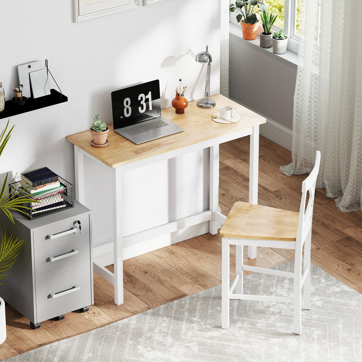 Barbord, egetræslook, kompakt, plads til 2, naturtræ + hvid