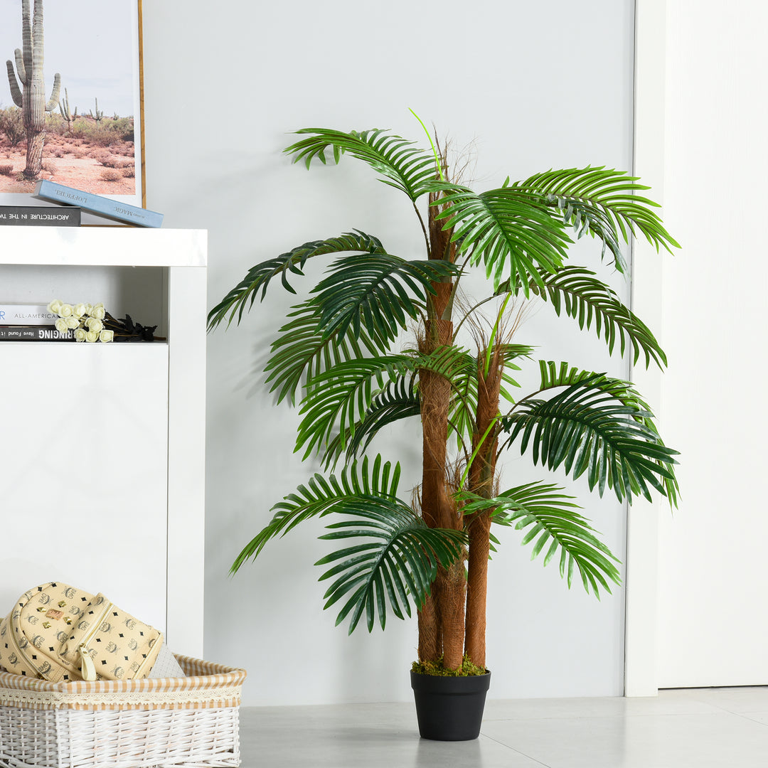 Kunstige planter 120 cm kunstig palme, kunstig palme, kunstigt træ, kunstige planter i potter, stueplante, dekorativ plante, kontorplante, plastikpotte til indendørs og udendørs brug