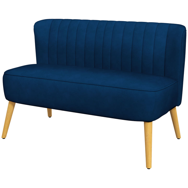 Sofa retro design 2-personers sofa, træben, 117 cm x 56,5 cm x 77 cm, blå