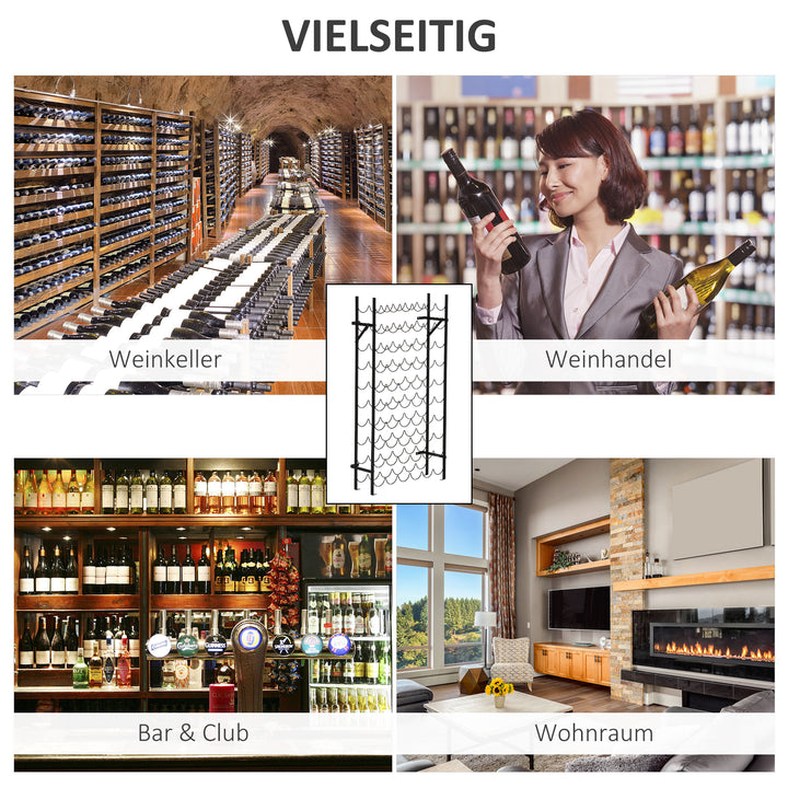 Vinreol vinstativ flaskereol 60 flasker vægmonteret metal sort