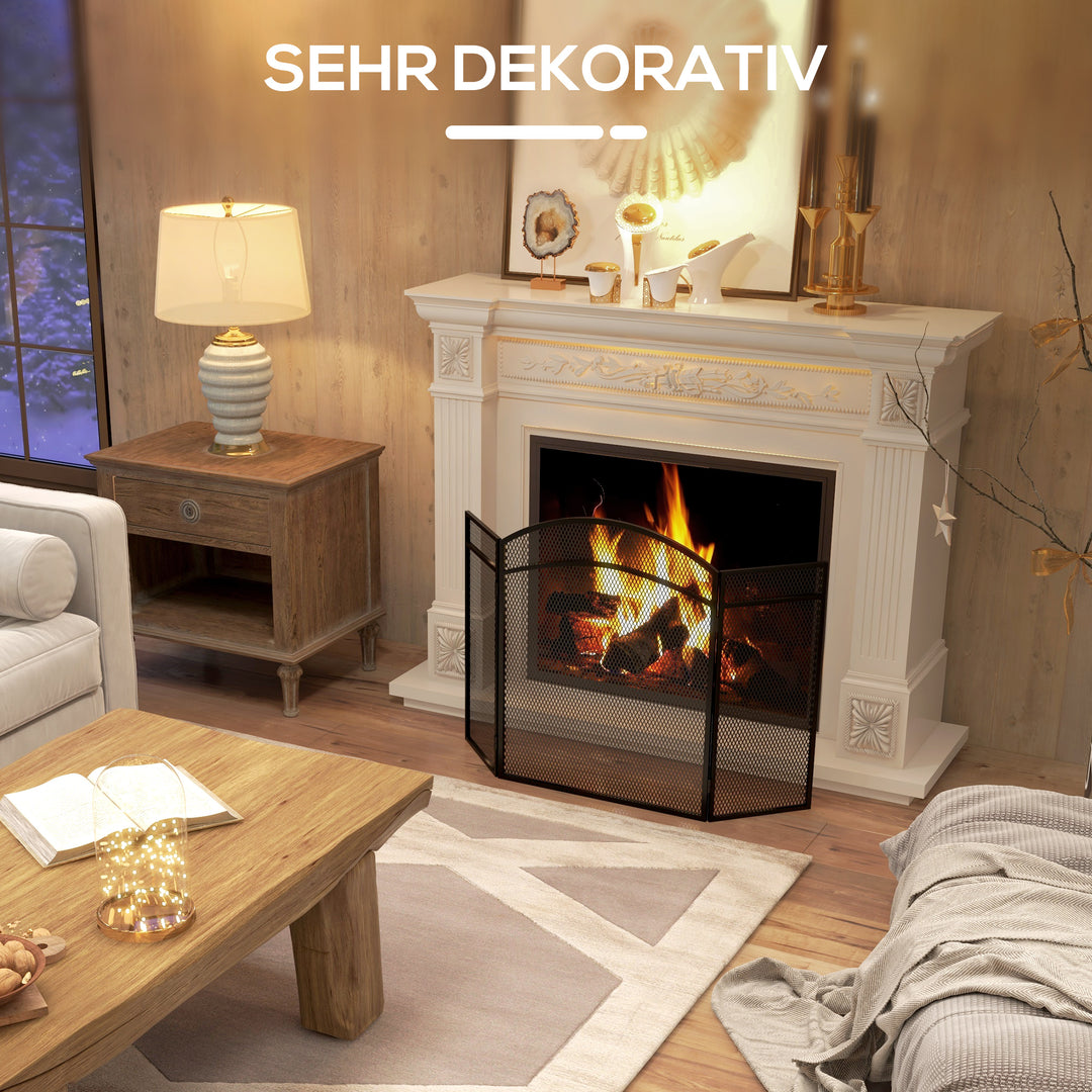 Gnistbeskyttelse til pejse, elegant gnistfanger, foldbar, belagt, sort, 96 x 60 cm