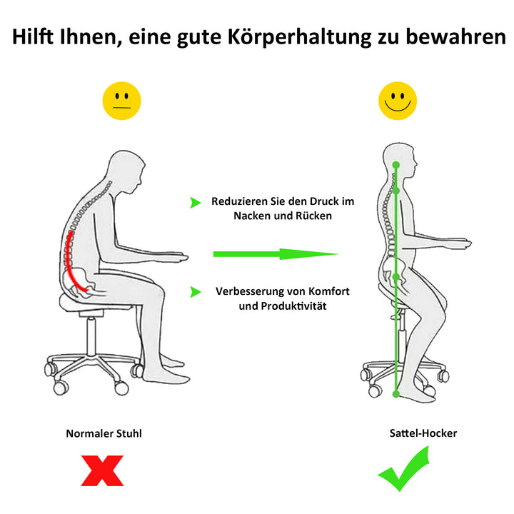 Rullende skammel arbejdsskammel drejeskammel kontorstol højdejusterbar, pu+metal, sort, 50 x 54 x (66-78) cm